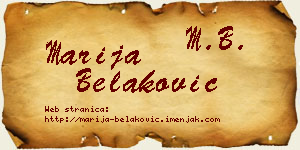 Marija Belaković vizit kartica